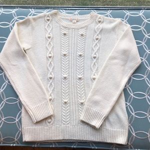 Crew Cuts Girls Cable Sweater in Cream